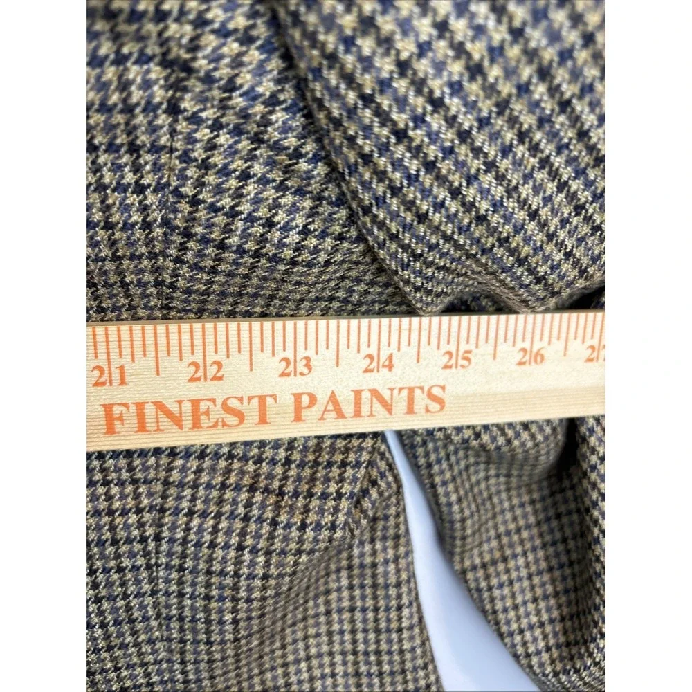 Vintage Chaps Ralph Lauren Houndstooth Pure Wool Blazer Mens‎ 46 T Brown